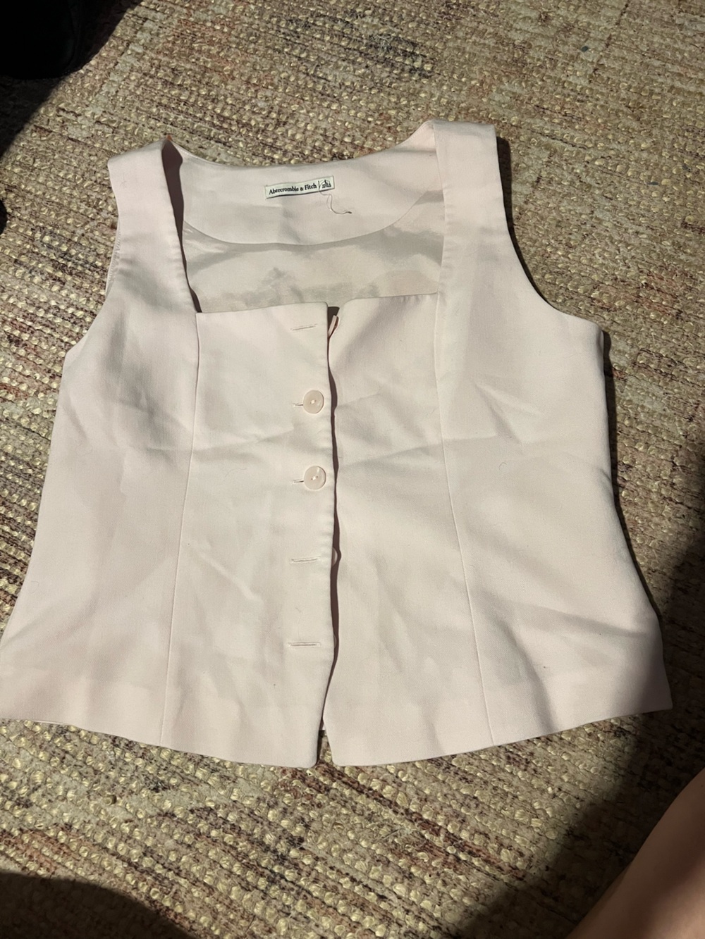 Abercrombie & Fitch Pink Square Neck Button Up Tailored Vest Top Size L